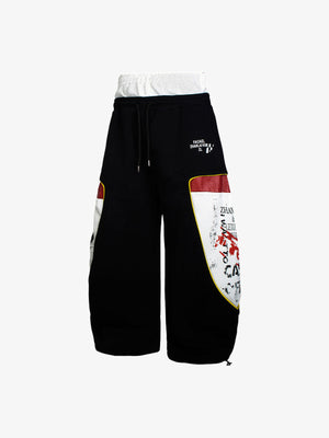 Patchwork sweatpants – Black, front flat | XoKool