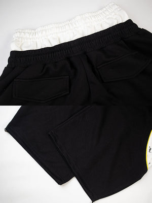 Patchwork sweatpants – Black, waistband and back pocket close-up | XoKool