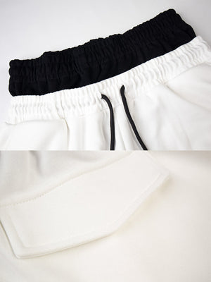 Patchwork sweatpants – White, waistband and back pocket close-up | XoKool