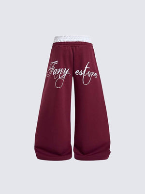 Pantalones deportivos con estampado de letras – burdeos, vista trasera | XoKool