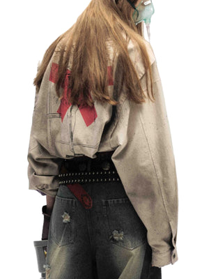 Cremefarbene Detroit Jacke – am Model, Rückansicht nah | XoKool