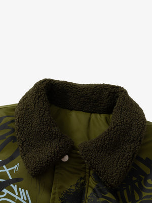 Street Graffiti Lamb Collar Flight Cotton Jacket - thumbnail 11