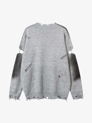 Vintage Spray-Painted Cross Hole Knit Sweater - thumbnail 3