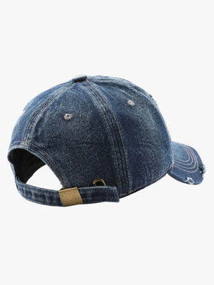 Retro Washed C Distressed Denim Baseball Cap - thumbnail 6