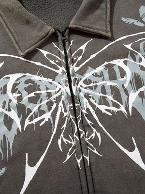 Punk Gothic Butterfly Graphic Streetwear Jacket - thumbnail 13