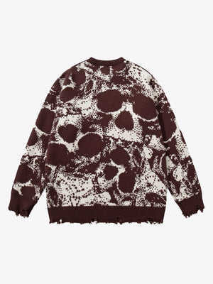 Dark Street Skull Frayed Hem Sweater - thumbnail 3