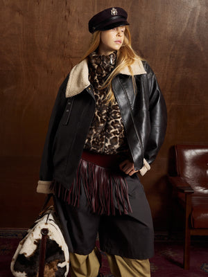 Vintage Shearling Collar Quilted Leather Jacket - thumbnail 10