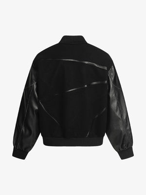 Vintage Leather Bomber Baseball Jacket - thumbnail 2