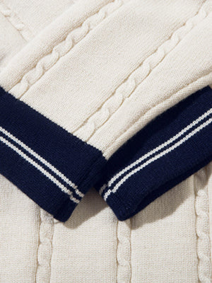 Retro College Polo Collar Knit Sweater - thumbnail 8