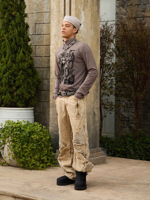 Acid Wash Moto Jeans – On model, full front | XoKool