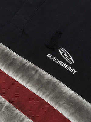 Black rugby shirt – embroidered emblem and stripe close-up | XoKool