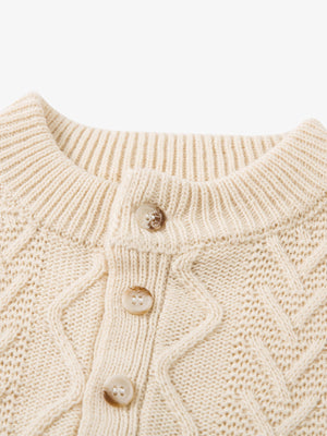 Vintage Diamond Knit Half Placket Sweater - thumbnail 5