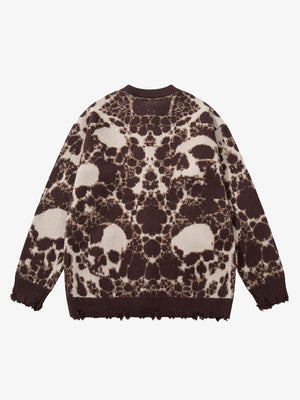 Vintage Skull Leopard Jacquard Knitted Cardigan - thumbnail 9