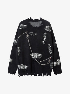 Retro Distressed Zipper Sweater - thumbnail 1