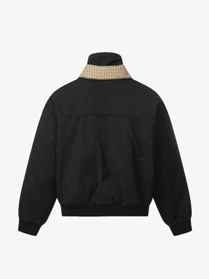 Retro Layered Look Plaid Collar Padded Jacket - thumbnail 10