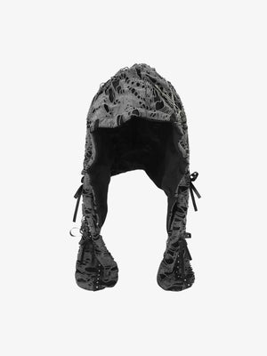 Punk Gothic Lace-Up Bow Earflap Trapper Hat - thumbnail 1