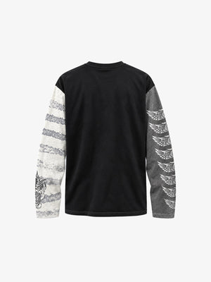 Eagle T-Shirt mit asymmetrischen Longsleeve-Ärmeln – Rückansicht | XoKool