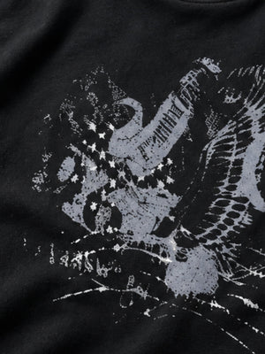 Eagle T-Shirt mit asymmetrischen Longsleeve-Ärmeln – Eagle-Print Nahaufnahme | XoKool