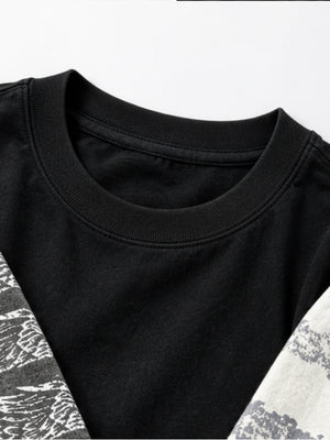 Eagle T-Shirt mit asymmetrischen Longsleeve-Ärmeln – Ausschnitt Nahaufnahme | XoKool