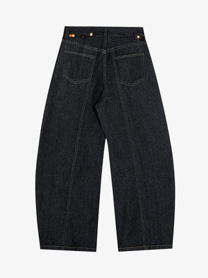 Black Barrel Jeans with Beaded Cord – back view | XoKool