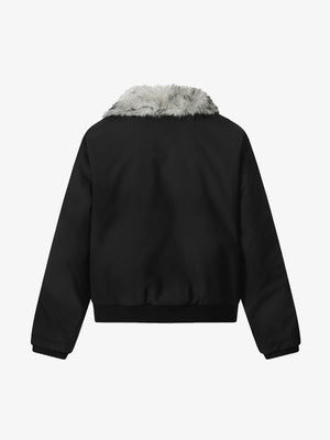 Vintage Dirty Dyed Washed Faux Fur Collar Padded Jacket - thumbnail 6