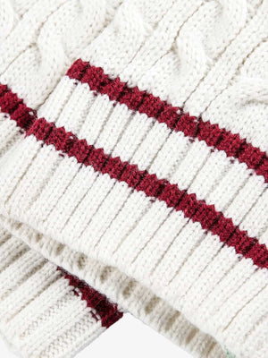 Retro Contrast Color High Neck Knitted Cardigan Sweater - thumbnail 6