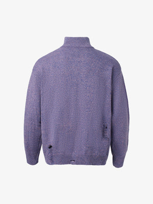 Turtleneck Cardigan Zip-Up Cable Sweater - thumbnail 8