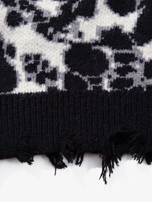 Vintage Skull Leopard Jacquard Knitted Cardigan - thumbnail 24