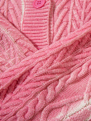 Cable Knit Cardigan Damaged Dirty Dyed Sweater - thumbnail 13