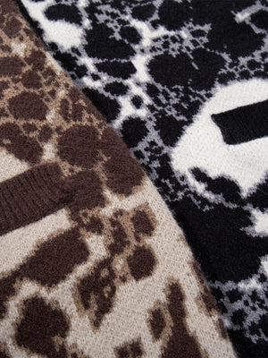Vintage Skull Leopard Jacquard Knitted Cardigan - thumbnail 18
