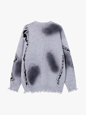 Raw Edge Damaged Dirty Dyed Niche Sweatshirt - thumbnail 3