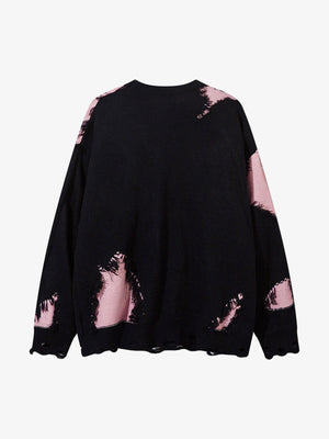Niche Raw Edge Fringed Knit Sweater - thumbnail 4