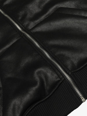Vintage Leather Badge Fleece-lined Hooded Zip Bomber Jacket - thumbnail 10