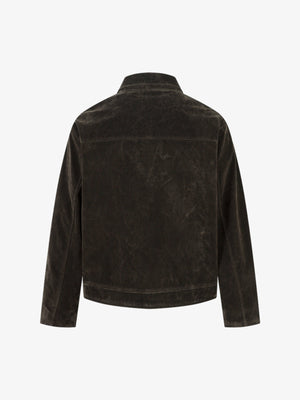 Retro Unique Metal Button Suede Lapel Bomber Jacket - thumbnail 10