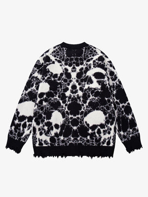 Vintage Skull Leopard Jacquard Knitted Cardigan - thumbnail 10