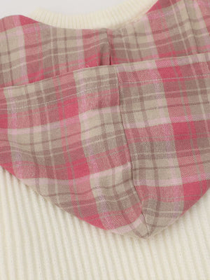 Plaid Scarf Patchwork Contrast Knit Sweater - thumbnail 8