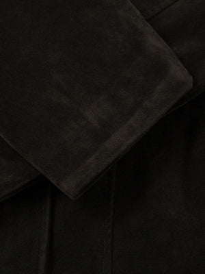 Retro Unique Metal Button Suede Lapel Bomber Jacket - thumbnail 16