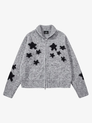 Casual Star Jacquard Double-Zip Cardigan Sweater - thumbnail 1
