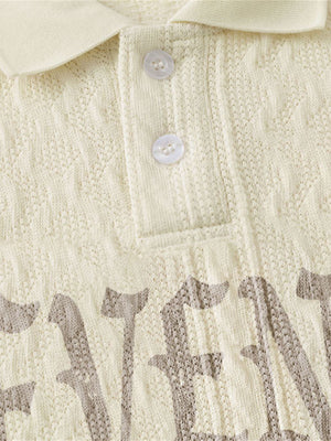 Retro Letter Print Lapel Short Sleeve Polo Shirt - thumbnail 4