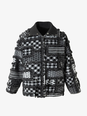 Vintage Plaid Polka Dot Reversible Sherpa Cotton Jacket - thumbnail 1