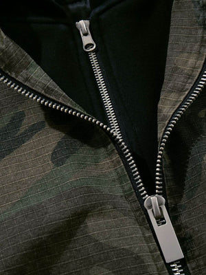 Retro Camouflage Faux Two-Piece Bomber Jacket - thumbnail 5