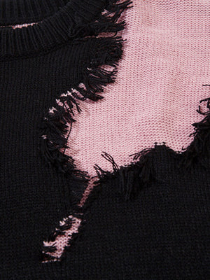 Niche Raw Edge Fringed Knit Sweater - thumbnail 6