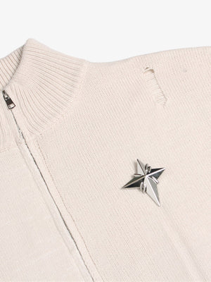 Heavy Cut Turtleneck Cardigan Zipper Sweater - thumbnail 4