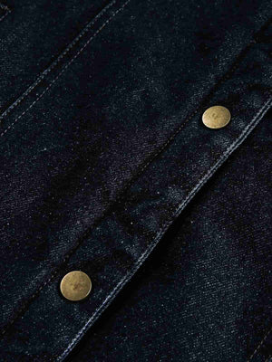 Retro Detachable Fur Collar Workwear Denim Jacket - thumbnail 11
