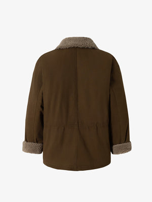 Vintage Workwear Patch Lamb Fleece Long Parka Jacket - thumbnail 2