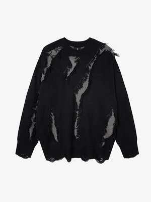 Vintage Street Distressed Ripped Knit Sweater - thumbnail 2