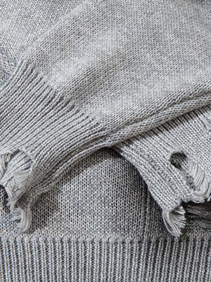 Vintage Spray-Painted Cross Hole Knit Sweater - thumbnail 7