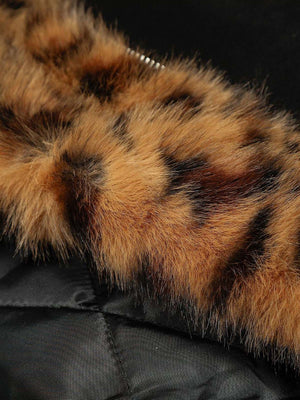 Tiger Print With Ears Hooded Fur Jacket - thumbnail 9