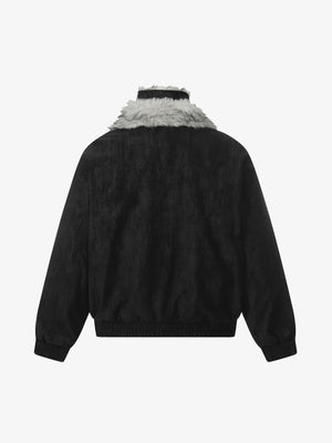 Vintage Dual-layer Collar Fleece-lined Zipper Jacket - thumbnail 4