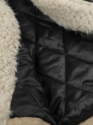 Vintage Fur Collar PU Leather Badge Embroidery Work Jacket - thumbnail 6